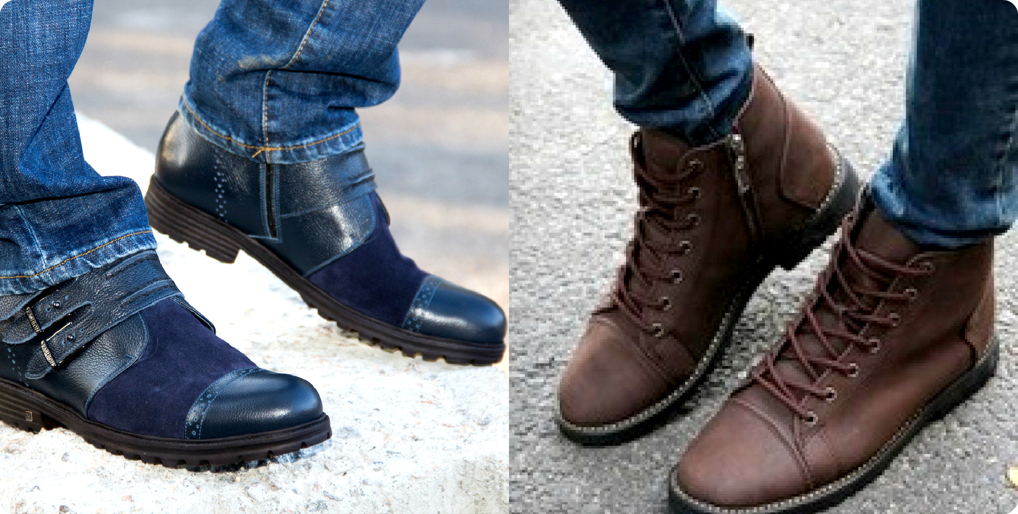 Осенние мужские ботинки с джинсами