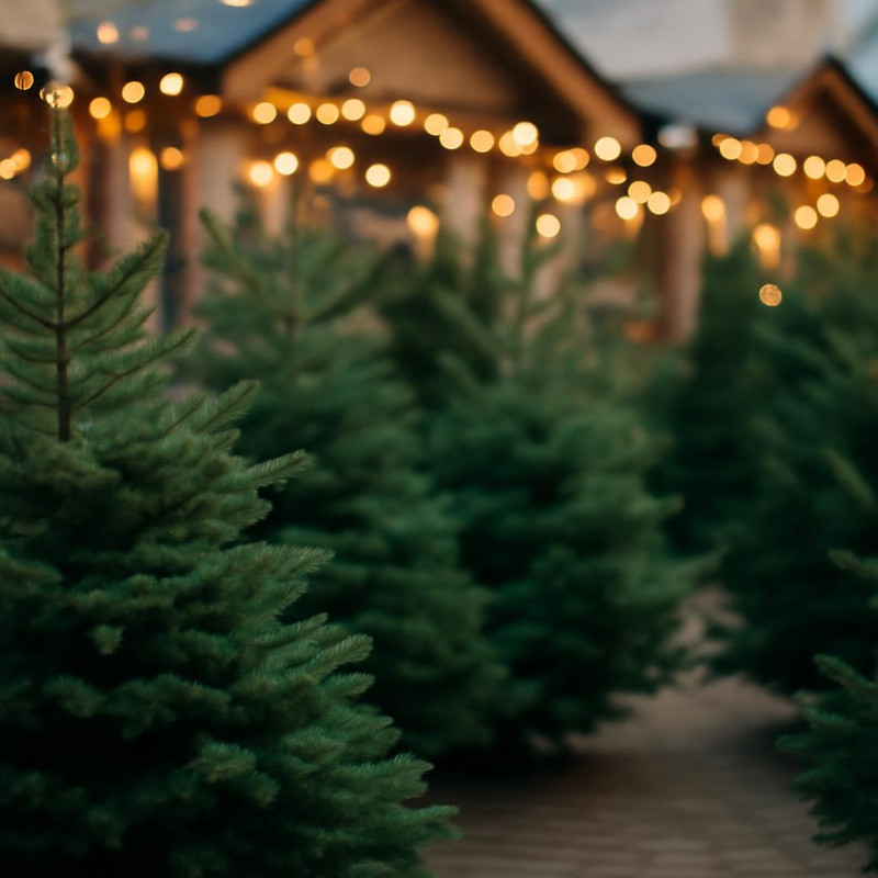 Новогодний рынок с живыми елками