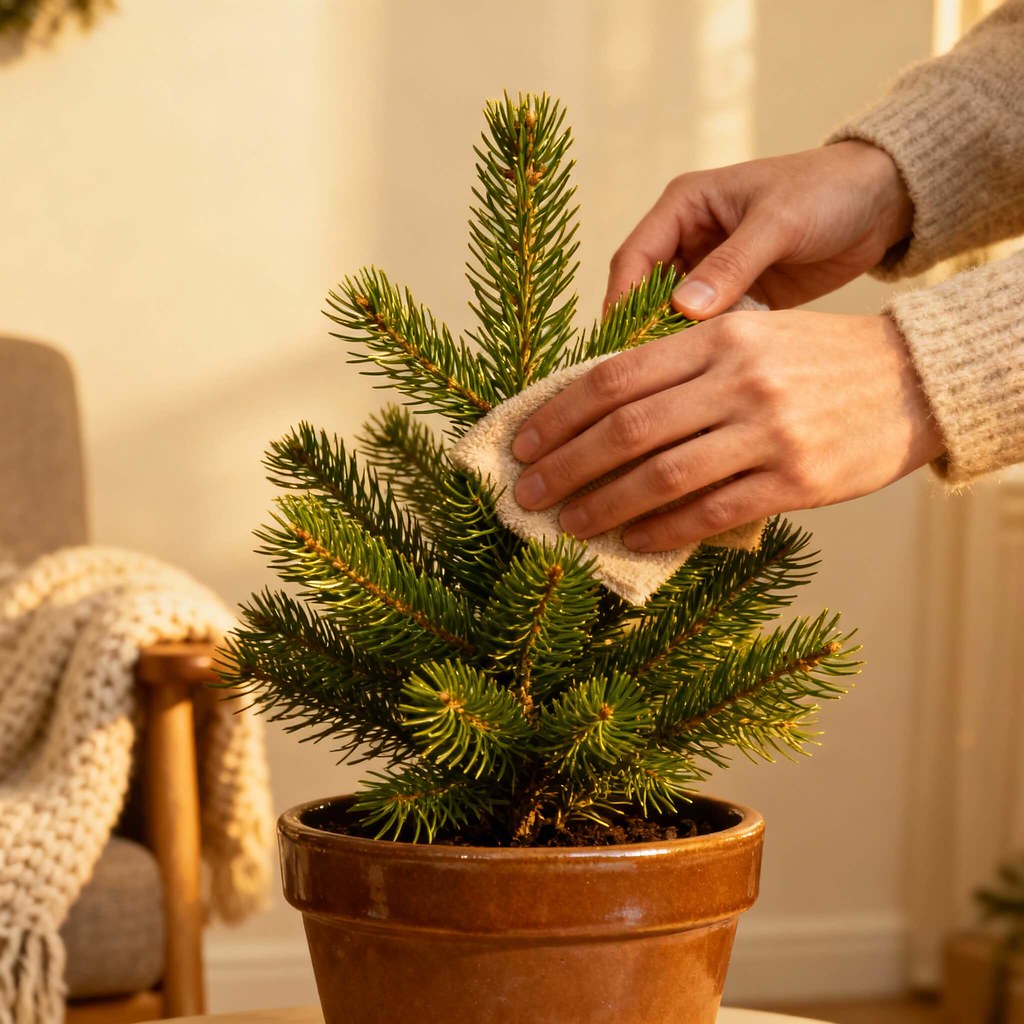 Уход за установленной живой елкой в доме