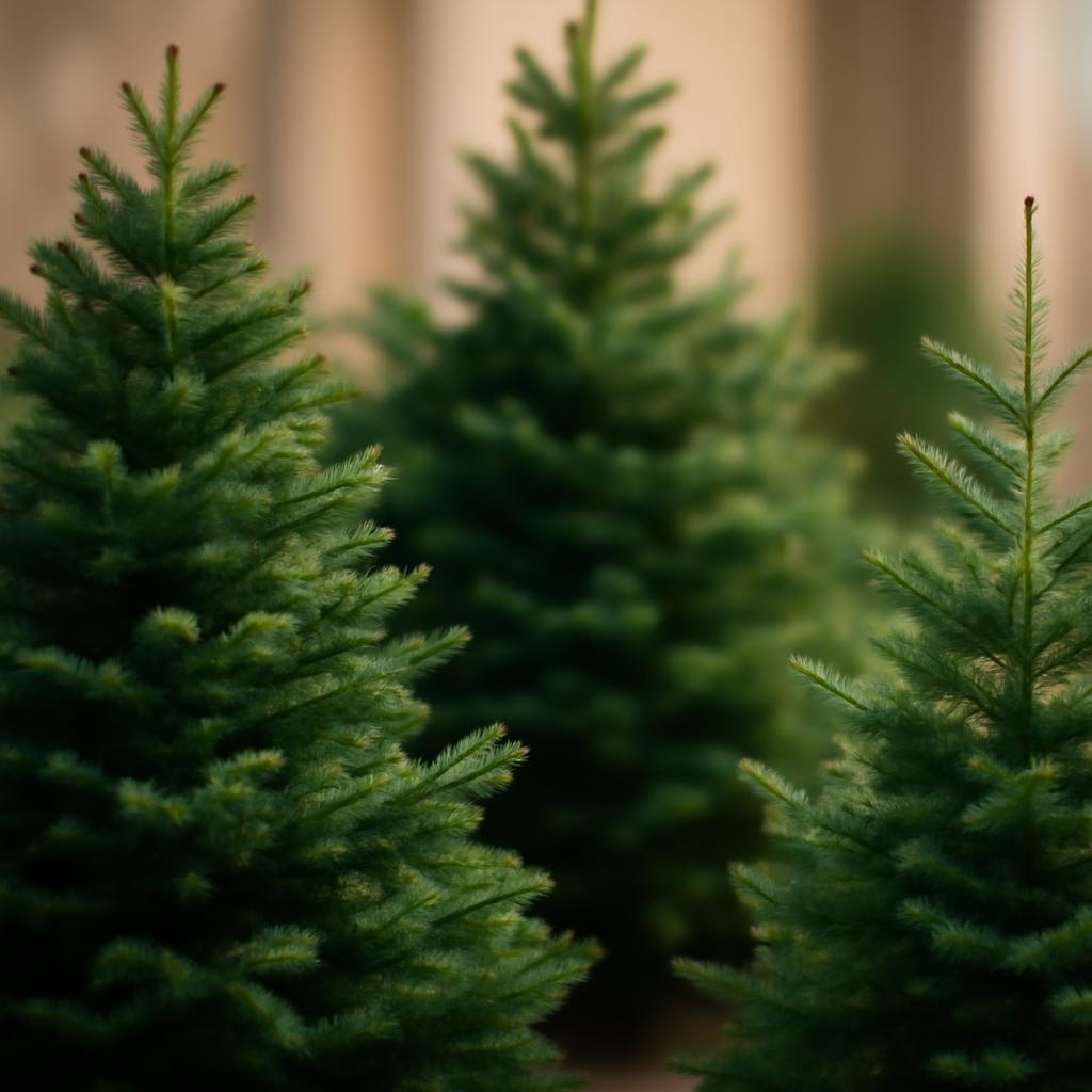 Различные виды живых елок для Нового года
