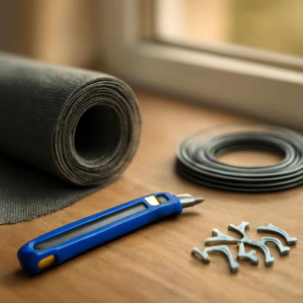 Инструменты для подготовки к установке антимоскитной сетки на окно