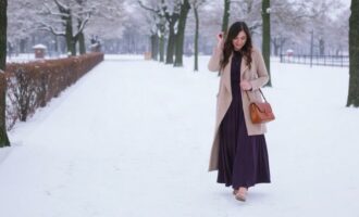 С чем носить платье макси зимой: как сочетать тепло и женственность