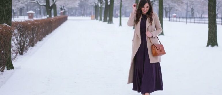С чем носить платье макси зимой: как сочетать тепло и женственность